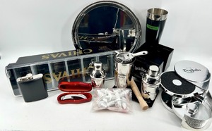 lot 160 image: Barware & Accessories Lot - Tray, Shakers, Tin & Boxed Items- 2 of each - New