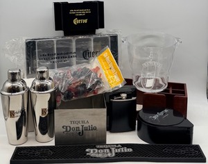 lot 166 image: Tequila & Vodka Brands Bar Set - Deluxe Condiment Holders and More
