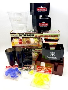 lot 169 image: Two Co-Rect On The Rocks Ice Cooled Condiment Holders and Azteca de Oro Ice Bucket and Mixed Barware