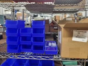 lot 13AD image: Set of 12 Blue Plastic Storage Bins with Lids