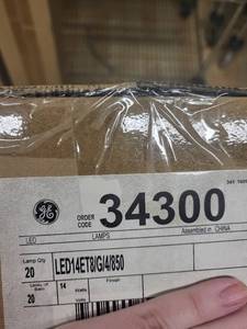 lot 16AD image: Box of 20 GE LED14ET8G4850 LED Tube Lamps 14W