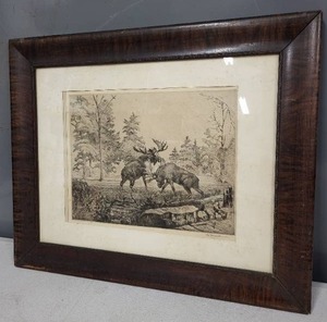 lot 42SC image: Framed Print by Ho Trachtenberger Depicting Moose and Bison