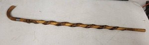lot 64SC image: Hand-Carved Wooden Walking Stick with Snake Design