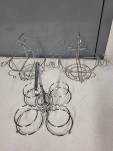 lot 74SC image: Set of 3 Metal Wire Carriers for Bowls and Bottles