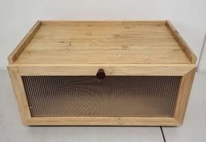 lot 14L image: Wood Bread Box with Hinged Lid