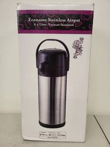 lot 16L image: Service Ideas Economy Stainless Steel Airpot 2.2 Liter Vacuum Insulated Lever Lid