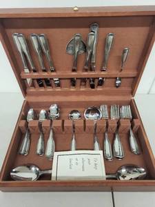 lot 37L image: J.B. Hudson Co. Silverplate Flatware Set with Wooden Case