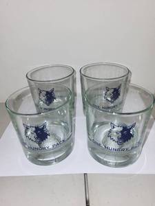 lot 46L image: Set of 4 Wolves Logo Whiskey Glasses One Hungry Pack