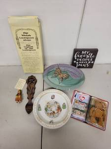 lot 49L image: Decorative Collectibles Lot with TY Germania Bear and Porcelain Plate