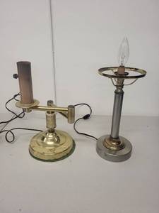 lot 60L image: Pair of Vintage Brass and Metal Table Lamps