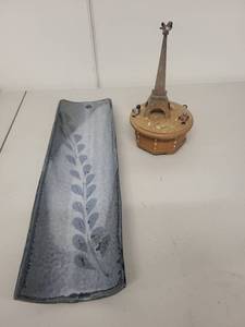 lot 65L image: Handmade Pottery Wall Vase and Thorens Mademoiselle de Paris Music Box