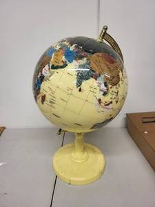 lot 108L image: Vintage World Globe on Yellow Metal Stand