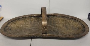 lot 110L image: Large Vintage Handwoven Gathering Basket with Handle