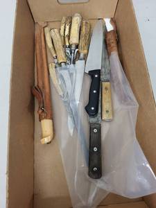 lot 8AE image: Collection of German Knives and Carving Utensils with Stag Handles