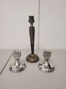 lot 12AE image: Group of Weighted Sterling Silver Candlestick Holders