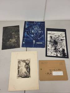 lot 51AE image: Collection of 5 Vintage Abstract Art Prints and Illustrated Artists Booklet