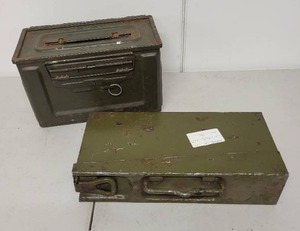 lot 59AE image: 2 Military Ammo Cans with Linked Belt Links