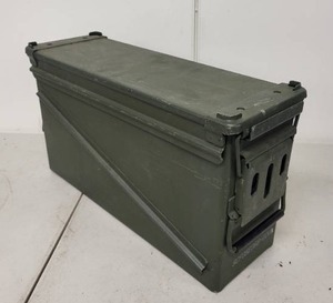 lot 64AE image: Metal Military Ammo Storage Can with Latch and Handle