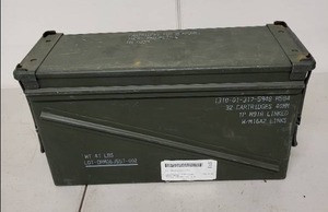 lot 65AE image: Military Ammo Can M2A1 Green Metal Storage Box with Markings