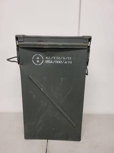 lot 66AE image: Military Metal Ammunition Storage Can for 81mm Mortar M252