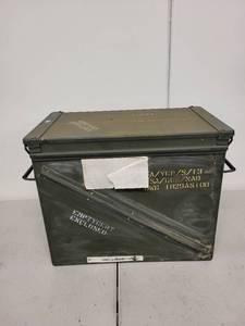 lot 70AE image: Military Metal Ammo Storage Box with Handles