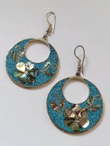 lot 13Q image: Alpacar Abalone and Turquoise Chip Earrings
