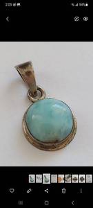 lot 29Q image: Vintage Blue Stone Silver-Tone Round Pendant