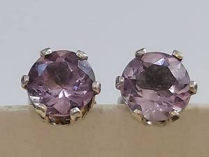 lot 84Q image: 925 Silver Purple Gemstone Earrings and Flower Pendant