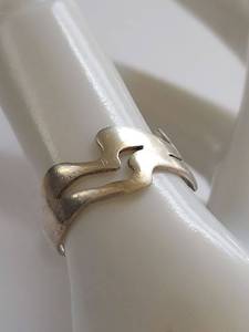 lot 95Q image: Modern Sterling Silver Ring with Unique Design Size 6