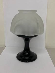 lot 3V image: Rare Jet Black Base Pedestal Fairy Lamp with Frosted Shade