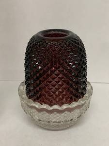 lot 4V image: Vintage Mosser Glass Fairy Lamp - Amethyst & Clear