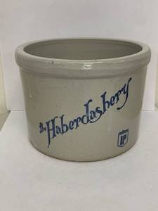 lot 6V image: Vintage Stoneware Advertising Crock - The Haberdashery