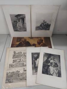 lot 8U image: Vintage Art Prints Collection �� Diverse Illustrations and Scenes