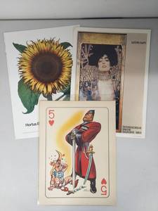lot 11U image: Art Prints and Playing Card Lot - Klimt, Sunflower, Vintage Card