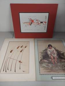 lot 16U image: 3 Vintage Art Prints Native American & Nature Illustrations