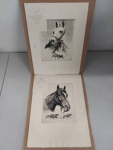 lot 22U image: Set of 2 Horse Art Prints - Greyhound & Gallant Fox by R.H. Palenske