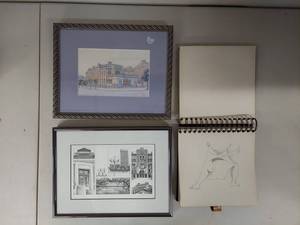 lot 33U image: Framed Artworks and Sketchbook Collection