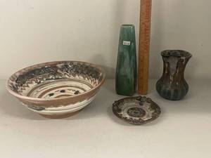 lot 37U image: Collection of Decorative Pottery Bowls and Vases - Unique Designs