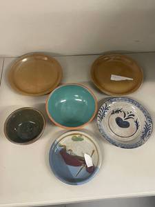 lot 40U image: Assorted Ceramic Plates and Bowls - Unique Designs