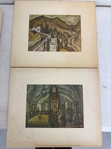 lot 93SC image: Set of 2 Bernard Zak Art Prints Judaean Mountains and Synagogue