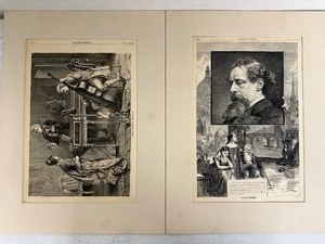 lot 94SC image: Set of 2 Antique Harpers Weekly Prints Charles Dickens & Classical Musicians (1870, 1876)