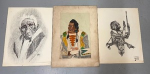 lot 37SC image: Collection of 3 Native American Art Prints Signed by Artists