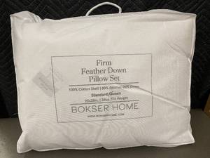 lot 2 image: Firm Feather Down Pillow Set - Bokser Home