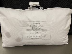 lot 56 image: Medium Feather Down Pillow Set (King, 2-Pack) - Bokser Home