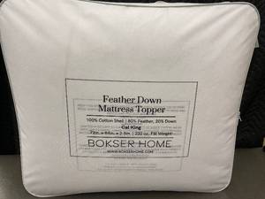 lot 74 image: Feather Down Mattress Topper - Bokser Home Cal King 72x84x2.5