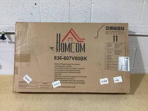 lot 328 image: HOMCOM Small Folding Desk, 27.6 Inch Foldable Computer Desk with Monitor Shelf, Space Saving Portable Writing Table for Small Spaces, Home Office, Study, Easy Assembly, Black