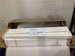 lot 413 image: Costway Freestanding 48 x 48 Inch Air Conditioner Fence with Metal Ground Stakes (Missing Parts Upper Decors & Ground Stakes)