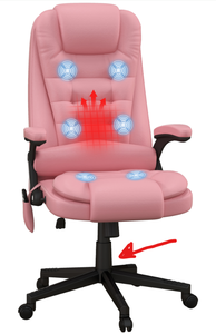 lot 8 image: HOMCOM Massage Office Chair, Heated Reclining Computer Chair with 6 Vibration Points, Armrest and Remote, Pink (Damaged Gas Cylinder See Photos)