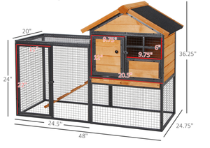 lot 31 image: PawHut Outdoor Rabbit Cage Elevated Pet House w Slide-Out Tray, Natural Wood & Black