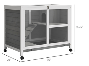 lot 51 image: PawHut DeskTable Sized Rabbit Hutch with Wheels